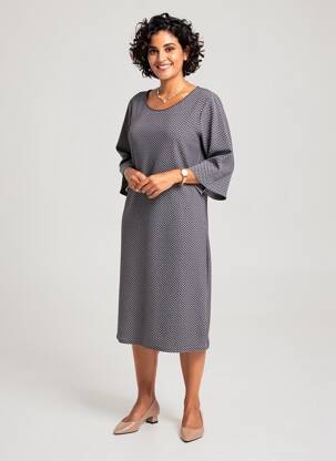 Robe mi-longue manches 3/4 manches 3/4 gris OLSEN femme