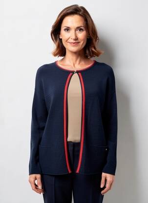 Gilet manches longues col rond bleu THOMAS RABE femme