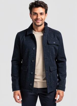Manteau court col chemisier sans capuche bleu CASUAL FRIDAY homme