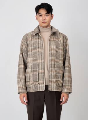 Manteau court col chemisier sans capuche marron MINIMUM homme
