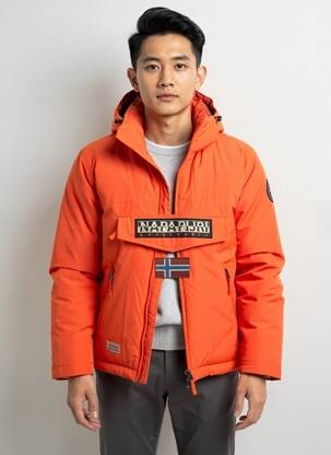 Doudoune manches longues a capuche orange NAPAPIJRI homme