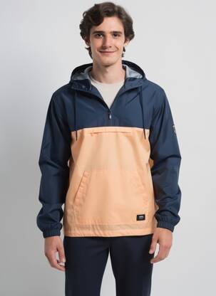 Coupe-vent poches a capuche bleu VANS homme