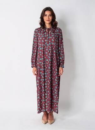 Robe longue manches longues manches longues violet EMA BLUE'S femme