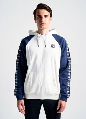 Sweat-shirt à capuche tissage jersey manches longues bleu FILA homme