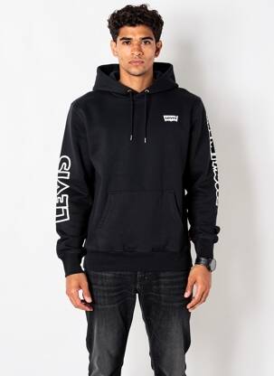 Sweat-shirt à capuche tissage jersey manches longues noir LEVI'S homme