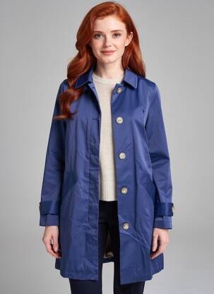 Manteau long coupe droite sans capuche bleu O.P.D.V (ON PARLE DE VOUS) femme