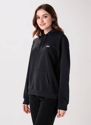 Sweat-shirt à capuche col v manches longues noir FILA femme
