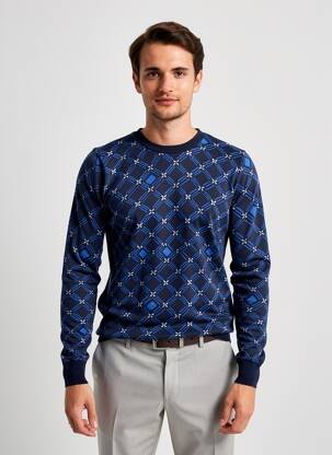 Pull finition bords-côtes manches longues bleu SCOTCH & SODA homme
