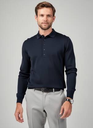 Pull col polo manches longues noir MARCIANO homme
