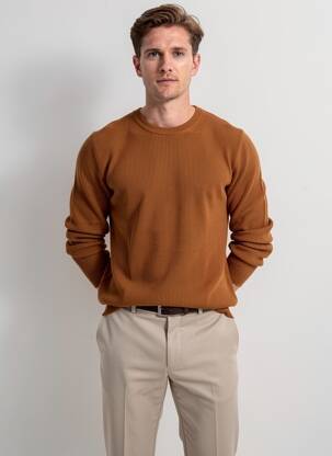 Pull col rond manches longues marron MINIMUM homme