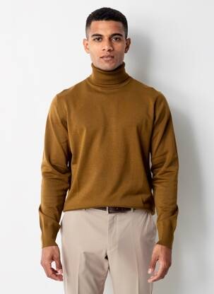 Pull col roulé coupe cintrée manches longues marron SCOTCH & SODA homme