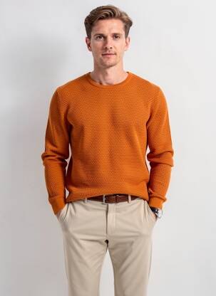Pull col rond manches longues orange KNOWLEDGE COTTON APPAREL homme
