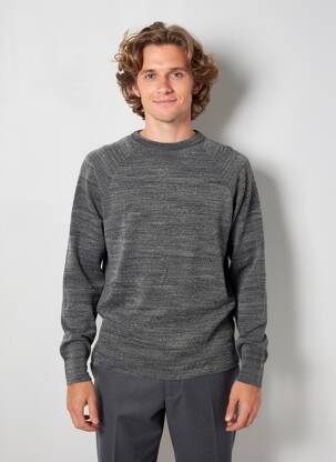 Pull tissage chiné manches longues gris AMERICAN VINTAGE homme