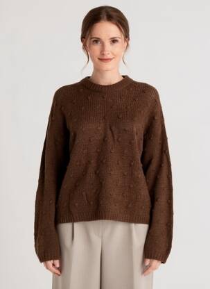 Pull stretch manches longues marron MINIMI femme