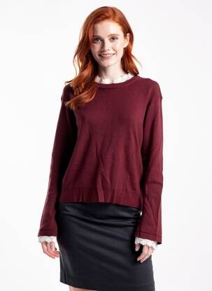 Pull resserrée sur le bas manches longues rouge VILA femme