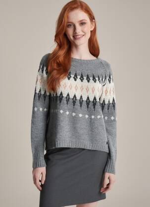 Pull tissage chiné manches longues gris BSB femme