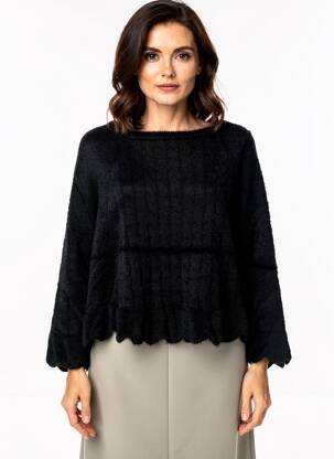 Pull coupe droite manches 3/4 noir MOLLY BRACKEN femme