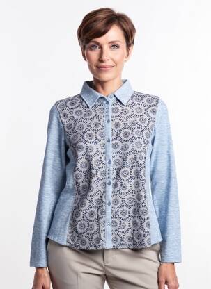 Chemisier coupe cintrée manches longues bleu I.ODENA femme