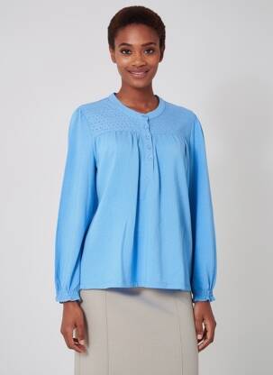 Blouse col rond manches longues bleu MD'M femme