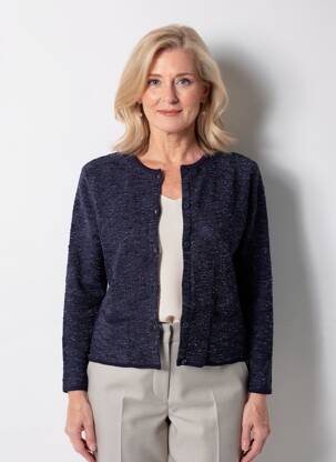Gilet manches longues col rond bleu I.ODENA femme