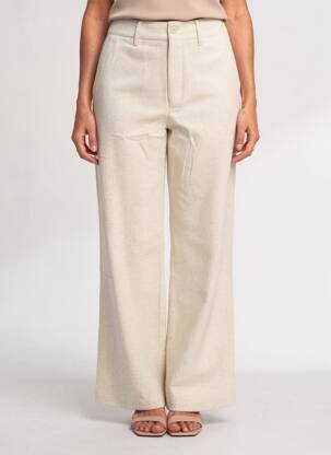 Pantalon large taille à pinces taille haute beige LABDIP femme