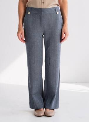 Pantalon droit stretch taille normale bleu EVA KAYAN femme