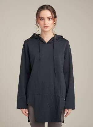 Pull tunique stretch manches longues noir OCTOBRE NOIR femme
