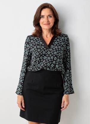 Blouse imprimé fantaisie manches longues noir ROMEO POUR JULIETTE femme