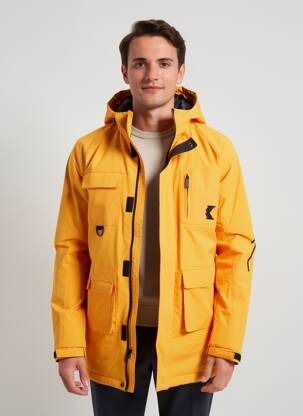 Parka fermeture zippée sous rabat scratché a capuche orange KARL KANI homme