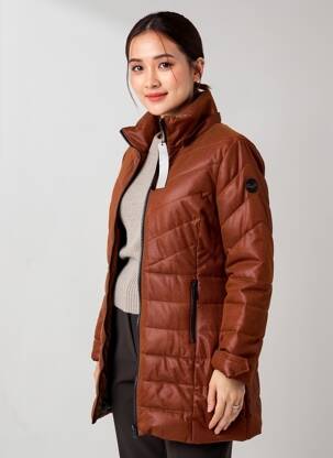 Doudoune manches longues sans capuche marron REVER MILE femme