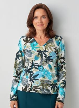 Pull coupe cintrée manches longues bleu CHRISTINE LAURE femme