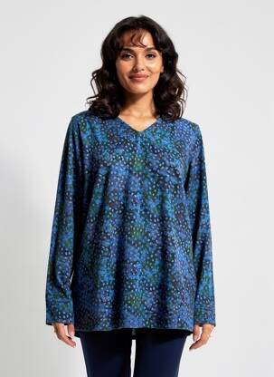 Pull tunique stretch manches longues bleu AGATHE & LOUISE femme
