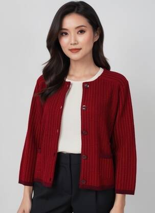 Gilet manches longues col rond orange GRIFFON femme