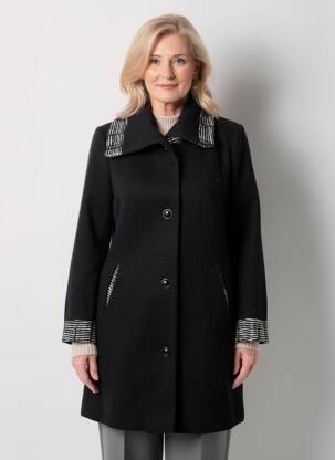 Manteau long coupe cintrée sans capuche noir CHRISTINE LAURE femme