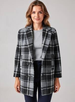 Manteau court coupe droite sans capuche gris LILI SIDONIO femme