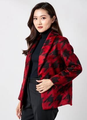 Manteau court coupe droite sans capuche rouge SCHOOL RAG femme