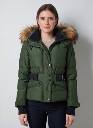 Doudoune poches a capuche vert JAYLOUCY femme