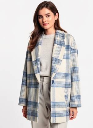 Manteau long coupe droite sans capuche bleu SCHOOL RAG femme