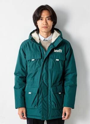 Parka manches longues a capuche vert LEVI'S homme