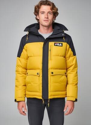 Doudoune manches longues a capuche jaune FILA homme