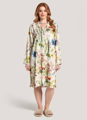Chemise de nuit imprimé fleurs blanc LE CHAT femme