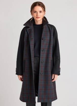 Manteau long coupe droite sans capuche noir DANIELLE ENGEL femme