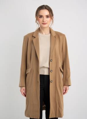 Manteau long coupe cintrée sans capuche marron DANIELLE ENGEL femme