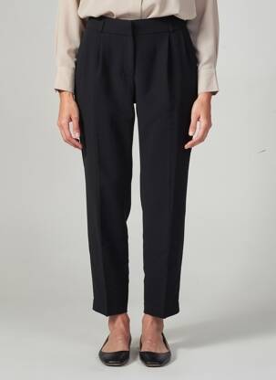Pantalon droit tissage crêpe taille normale noir DANIELLE ENGEL femme
