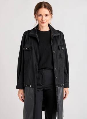 Manteau long coupe droite sans capuche noir ALAIN MURATI femme