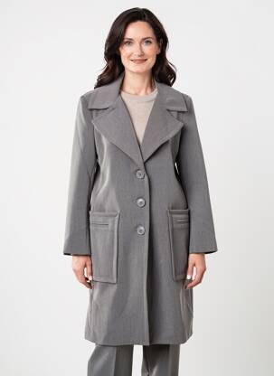 Manteau long coupe cintrée sans capuche gris HIPPOCAMPE femme