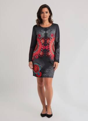 Robe courte manches longues manches longues noir 101 IDEES femme
