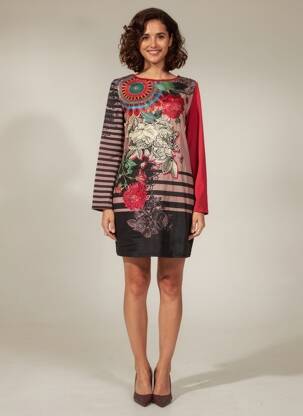 Robe courte manches longues manches longues rouge 101 IDEES femme