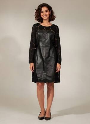 Robe mi-longue manches longues manches longues noir 101 IDEES femme