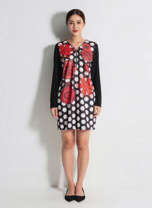 Robe courte manches longues manches longues noir 101 IDEES femme